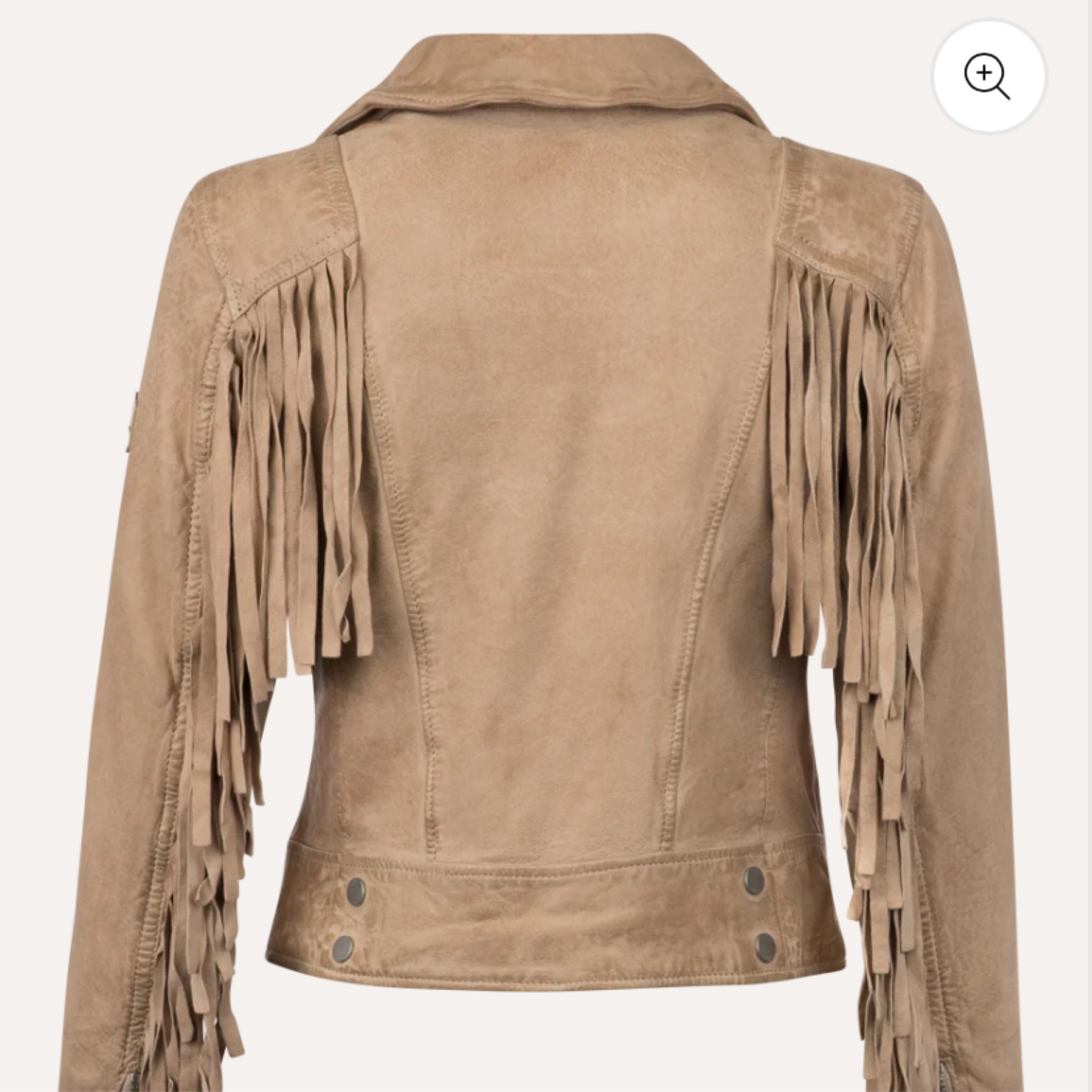 Veste En Cuir MORGAN Femme - Modèle Fringe Beige Naturel Taille 38, Neuf Avec étiquettes